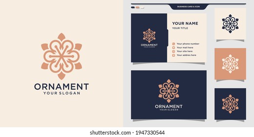 Elegant ornament logo with line art style. Inspiration, illustration logo and business card design. Premium Vector