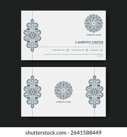 Elegant Ornamental Business Card Design Template with Decorative Mandala