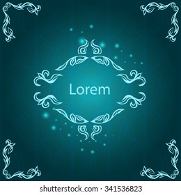 Elegant ornamental card with pattern, arabesque design, decorated shiny. Vector illustration