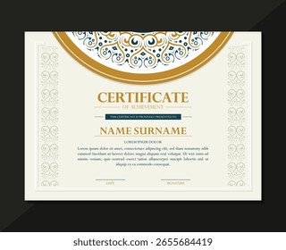 Elegant Ornamental Certificate of Achievement Template for Formal Recognition