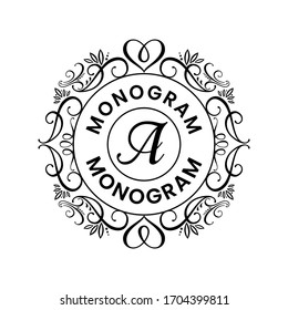 Elegant ornamental circle logos with initial letter a. Modern Decorative ornament emblem badge. Simple Black Monogram on white background. Vector Illustration.