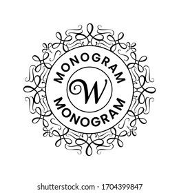 Elegant ornamental circle logos with initial letter w. Modern Decorative ornament emblem badge. Simple Black Monogram on white background. Vector Illustration.