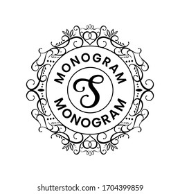 Elegant ornamental circle logos with initial letter s. Modern Decorative ornament emblem badge. Simple Black Monogram on white background. Vector Illustration.