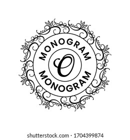 Elegantes logotipos de círculo ornamentales con letra inicial o. Insignia moderna decorativa adorno con emblema. Monograma simple negro sobre fondo blanco. Ilustración vectorial.
