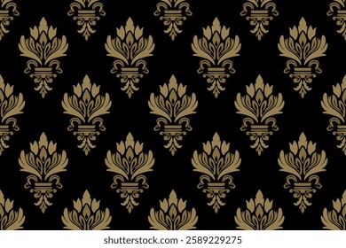 Elegant Ornamental Damask Pattern with Floral Motif.Vector Illustration for Elegant Textile design for wrapping,dress, silk, scarf, background, textile, carpet.