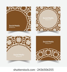 elegante patrón decorativo ornamental fondo cuadrado plantilla de diseño de redes sociales
