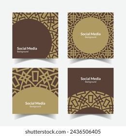 elegante patrón decorativo ornamental fondo cuadrado plantilla de diseño de redes sociales