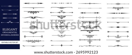Elegant Ornamental Divider and Border Vectors - Editable Decorative Set for Graphic Design