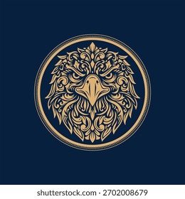 Elegante diseño de logotipo de cabeza de águila ornamental que representa poder, libertad y precisión. Ideal para marcas premium, empresas de seguridad o Equipos deportivos