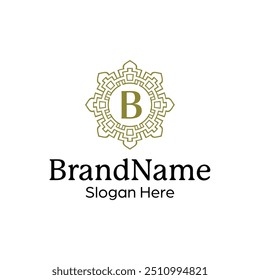 Elegant ornamental emblem premium crest template logo