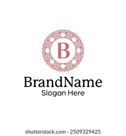 Elegant ornamental floral emblem logo design template