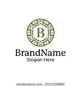 Elegant ornamental floral emblem premium crest template logo