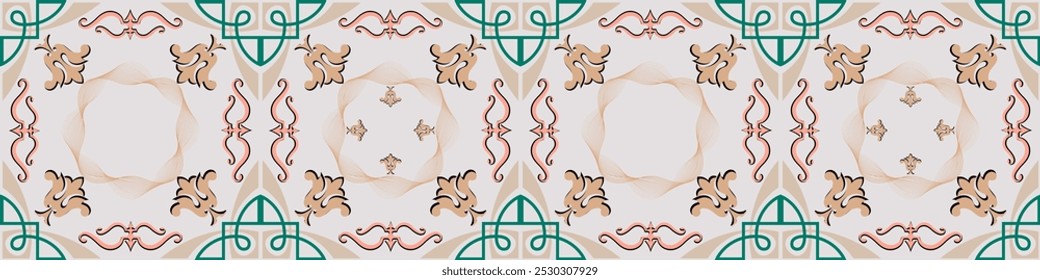 Elegante padrão ornamental com design floral e abstrato.