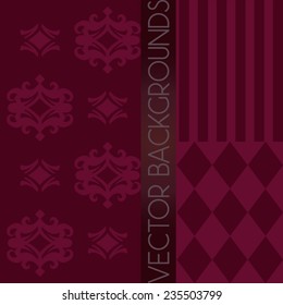 ELEGANT ORNAMENTS. BACKGROUND SET. VECTOR ILLUSTRATION.