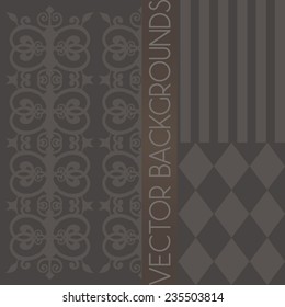 ELEGANT ORNAMENTS. BACKGROUND SET. VECTOR ILLUSTRATION.