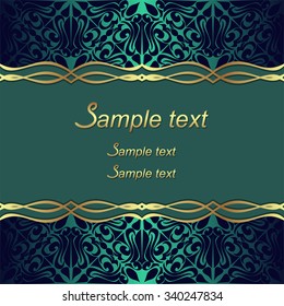 Elegant ornate Background with golden Borders and Place for Text - invitation design.