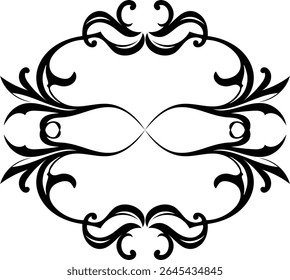 Elegant Ornate Black Oval Flourish Frame Vector