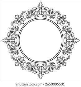 Elegant Ornate Circular Frame with Floral Scrollwork