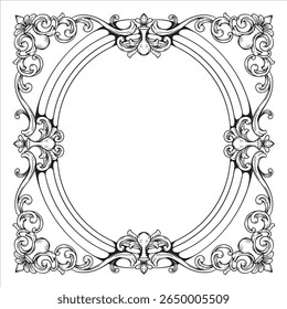 Elegante sierlijke cirkelvormige frame met bloemige scrollwork