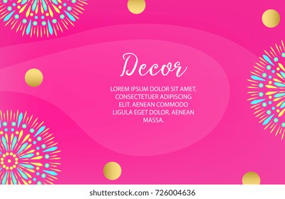 Elegant ornate  element for design template, place for text.  Blue and Pink Colours. Element for Wedding Invitation, Web Banner, Store Advertising. Abstract Illustration with   Background.
