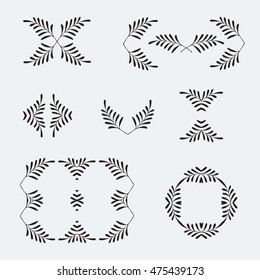 Elegant ornate floral design templates. Lineart vector frames and monograms illustration. Ornate frame and scroll elemeents set