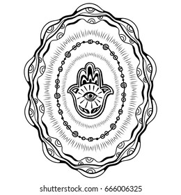 Elegant ornate hand drawn Hamsa