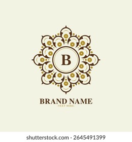 Elegant Ornate Mandala with Letter B Logo Design