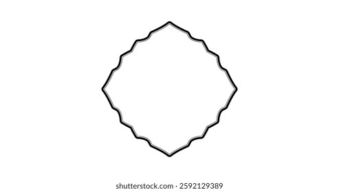 Elegant, Ornate Oval Frame Design. A simple, yet elegant black outline frame with a wavy, decorative edge.