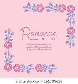 Elegant Ornate pattern, with leaf and flower frame design, for romance invitation card decor. Vector