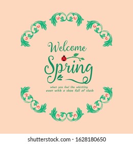Elegant Ornate pattern, with leaf and flower frame design, for welcome spring invitation card decor. Vector