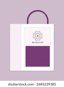 Maqueta elegante del bolso de compras estampado adornado para el marketing de la presentación del Producto