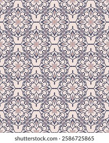 Elegant ornate seamless pattern. Overlapping art forms, stripes, polygons, segments are grouped and arranged in a certain order. Vector. 
