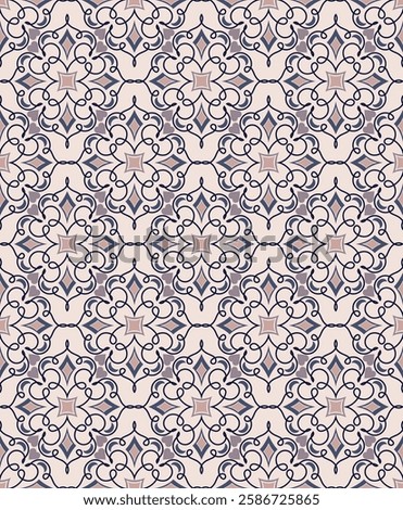 Elegant ornate seamless pattern. Overlapping art forms, stripes, polygons, segments are grouped and arranged in a certain order. Vector. 
