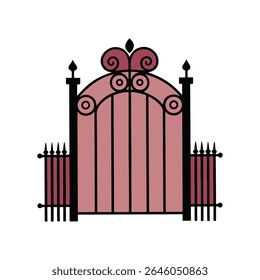 Elegant Ornate Wrought Iron Gate Design Architectural Entrance Illustration