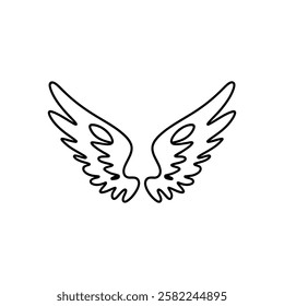 Elegant Outline of Angel Wings Against a White Background