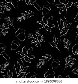 Elegant outline autumn doodle, vector illustration.