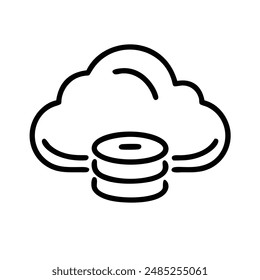 Elegant Outline Cloud Storage Vector and Illustration for Digital Solutions