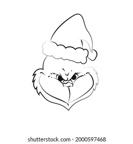 Elegant outline drawing Christmas monster  vector illustration