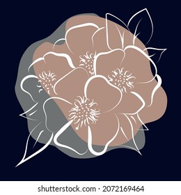 Elegant outline drawing of flower, vector illustration.