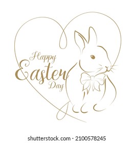 Elegant outline drawing of Happy Easter, vector illustration