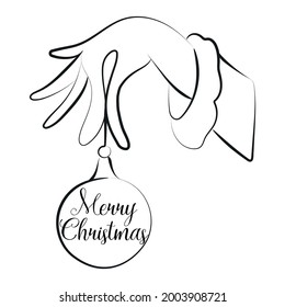  Elegant outline drawing Merry Christmas ball  vector illustration