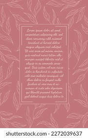 elegant outline floral pattern on pinnk background and copy space. design for greeting card, package and more