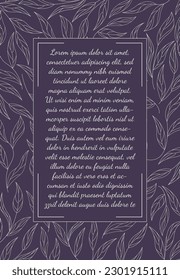 elegant outline floral pattern on dark background and copy space. design for greeting card, package and more