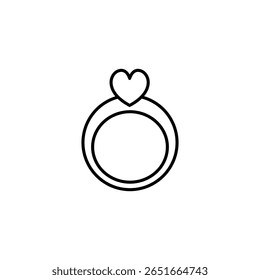 Elegant Outline Of A Heart Shaped Engagement Ring Illustration