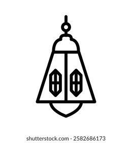 Elegant outline illustration of a decorative Ramadhan lantern, representing Islamic traditions and Eid celebrations.