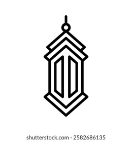 Elegant outline illustration of a festive Ramadhan lantern, symbolizing Islamic celebrations and spirituality.