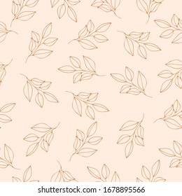 fondo elegante de hojas de esquema, patrón de repetición sin fisuras con hojas, decoración botánica para tela, afiches o proyectos de envoltura, decoración de otoño con hojas marrones
