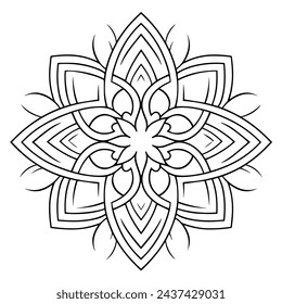 Elegant outline of a mandala pattern icon in vector format.