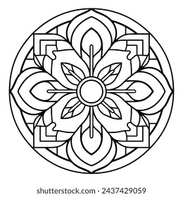 Elegant outline of a mandala pattern icon in vector format.