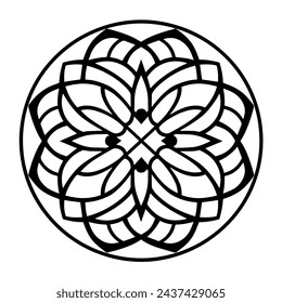 Elegant outline of a mandala pattern icon in vector format.